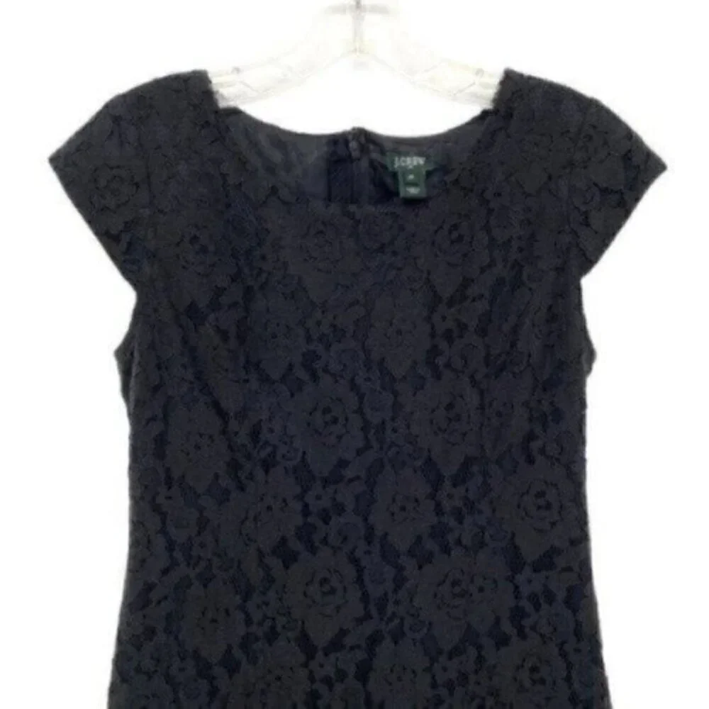 J Crew Black Floral Lace Sheath Dress